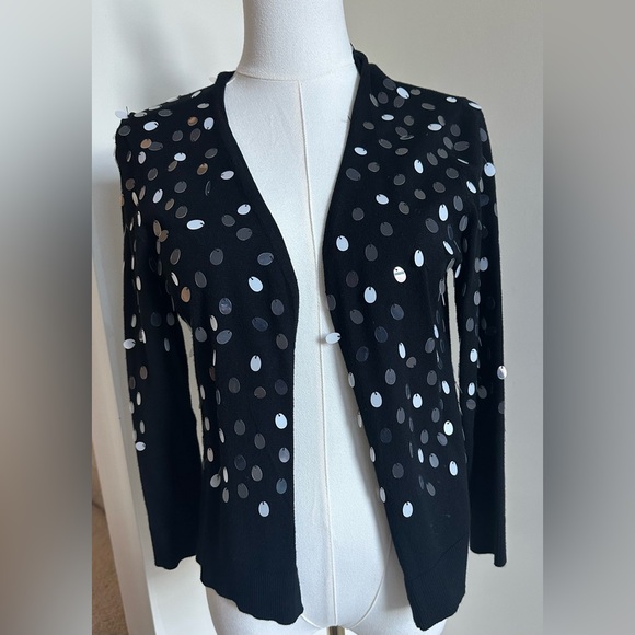 Carmen Marc Valvo Tops - Sequin Black Cardigan - Medium